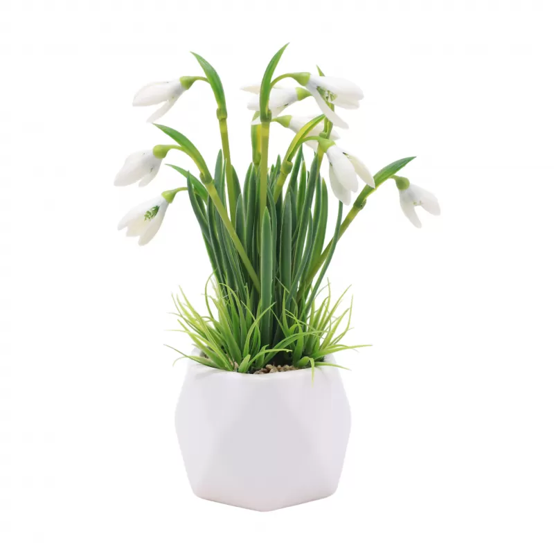 27cm Artificial White Ginger Flower in White Ceramic Pot