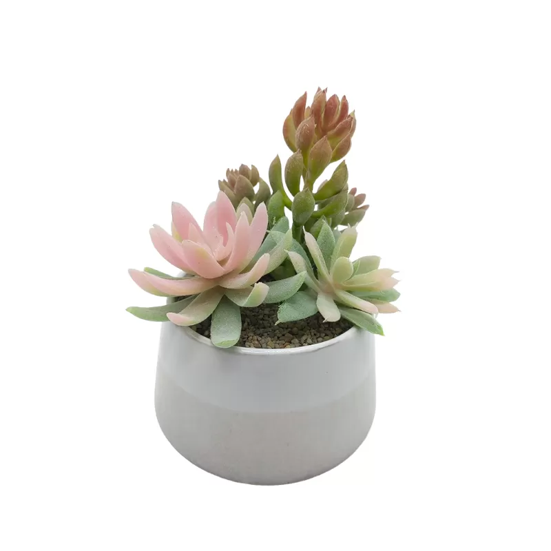 Faux Succulents In Ceramic Pot