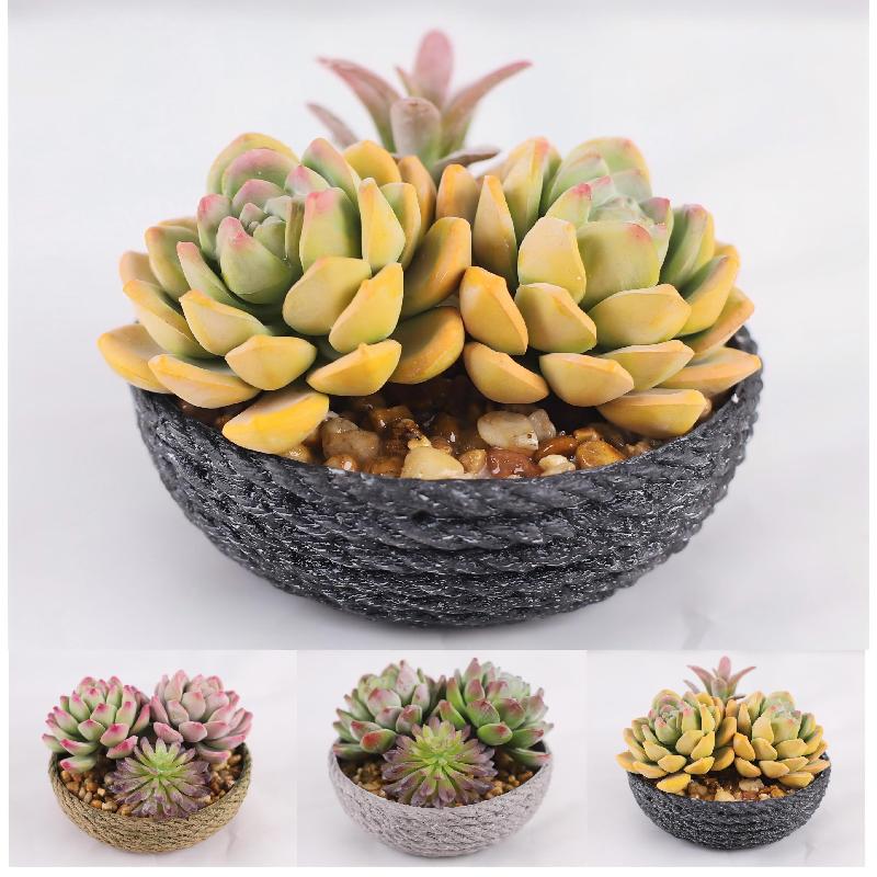 24P0395-1-Artificial Succulents in PVC Pot