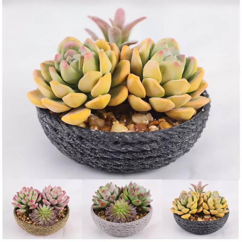 24P0395-1-Artificial Succulents in PVC Pot