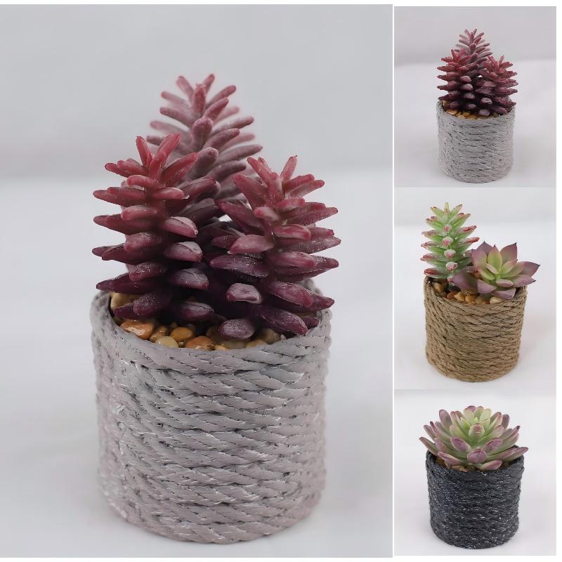 25P0365-Artificial Succulents in PVC Pot