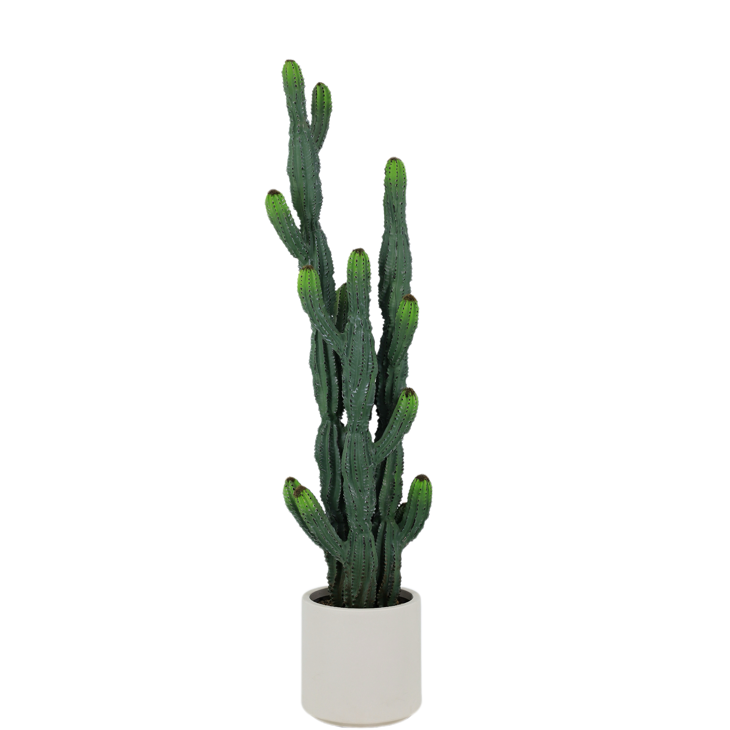 Artificial Cactus in White Plastic Pot - 46 Inch Lifelike Faux Plant